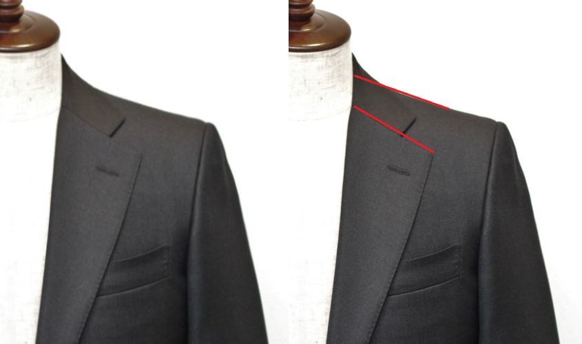スーツのラペルとゴージ位置の関係標準