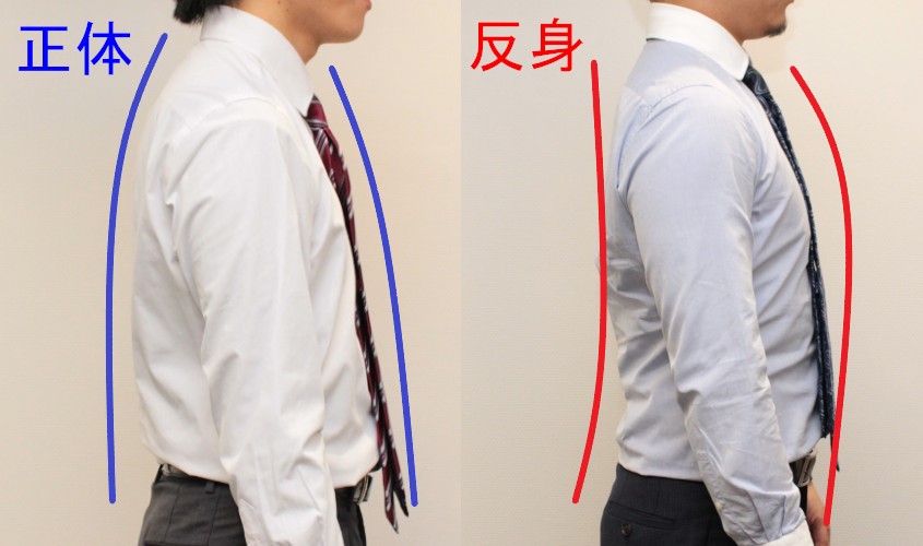 反身や反り身の体型用のスーツ