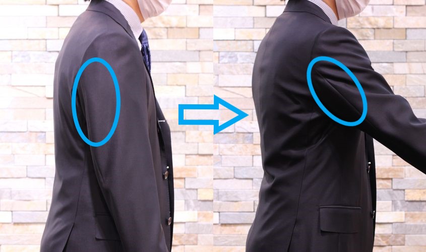 スーツの上着の袖に出るシワの理由